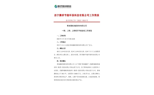 青海濮耐高新材料有限公司一期、二期、三期項目節(jié)能驗收工作簡報